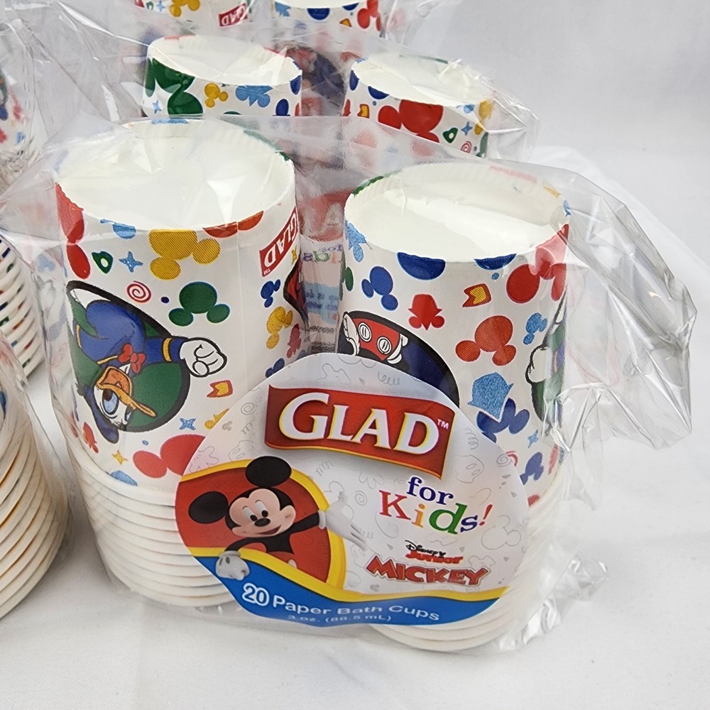 Mickey Mouse Glad Bathroom 3oz 20 Ct. 6 Packs - 120 Paper Cups Bathroom Disney‎